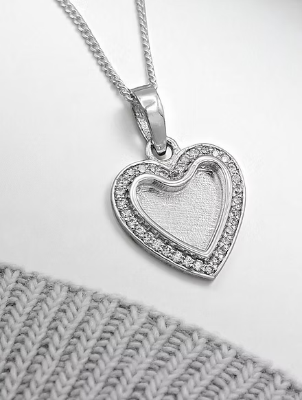 Sterling Silver Crystal Heart CZ Pendant