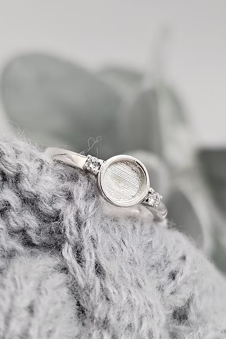 Sterling Silver Round Double Gem Ring