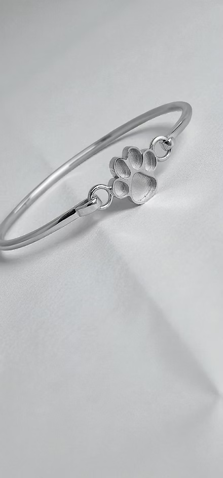 Sterling Silver Paw Bangle
