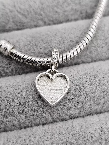 Sterling Silver Heart CZ Dangle Charm