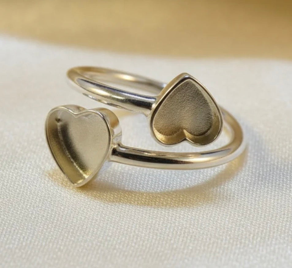 Sterling Silver Double Heart Keepsake Ring