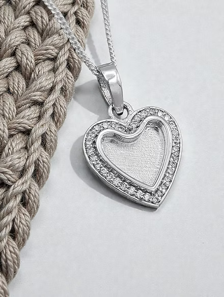 Sterling Silver Crystal Heart CZ Pendant