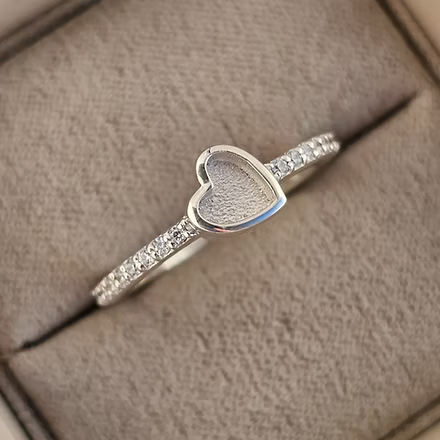 Sterling Silver Dainty Heart CZ Ring