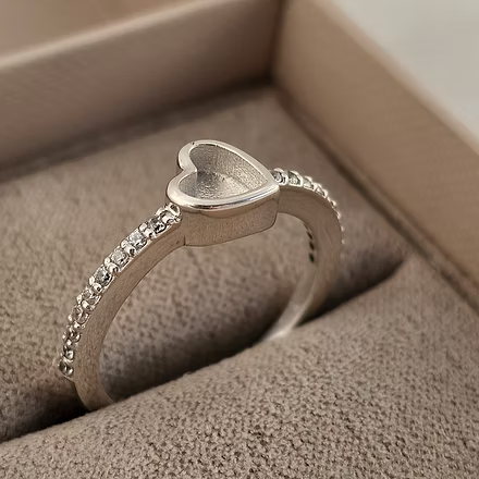 Sterling Silver Dainty Heart CZ Ring