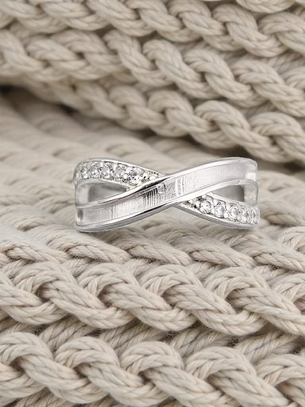 Sterling Silver Infinity Wave CZ Ring
