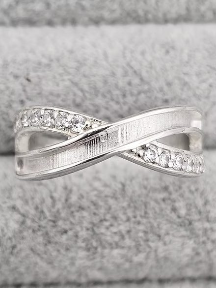 Sterling Silver Infinity Wave CZ Ring