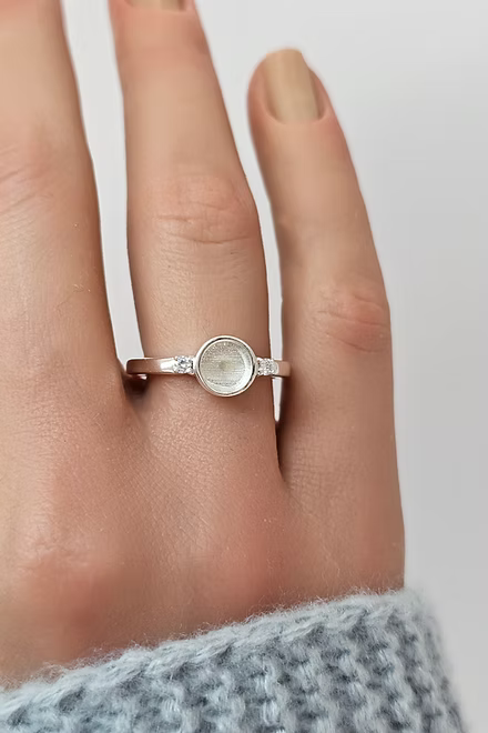 Sterling Silver Round Double Gem Ring