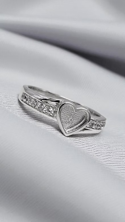 Sterling Silver Heart Accent CZ Ring