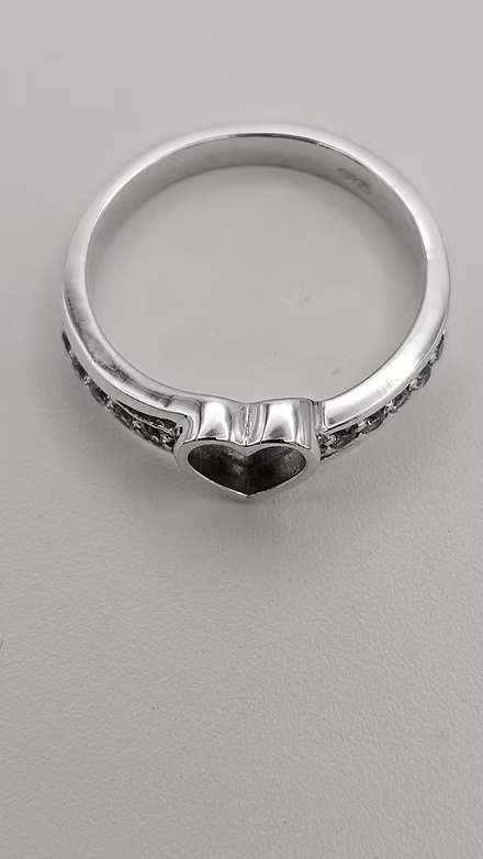 Sterling Silver Heart Accent CZ Ring