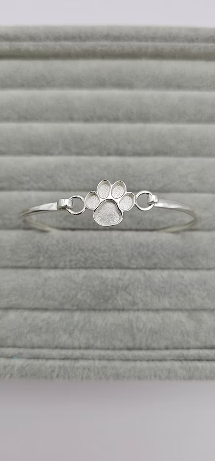 Sterling Silver Paw Bangle