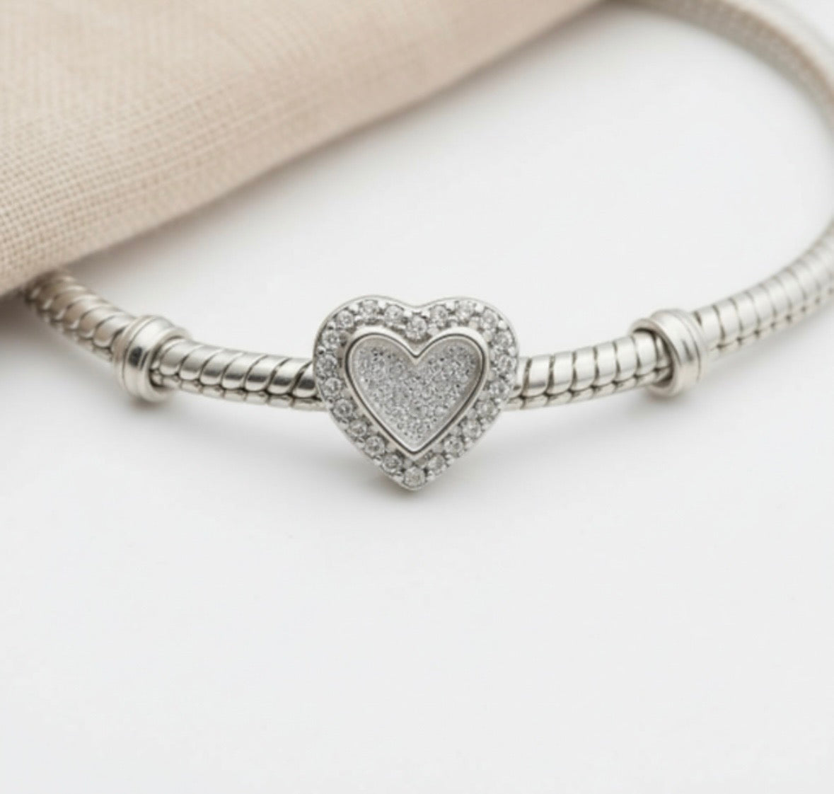 Sterling Silver Heart CZ Charm