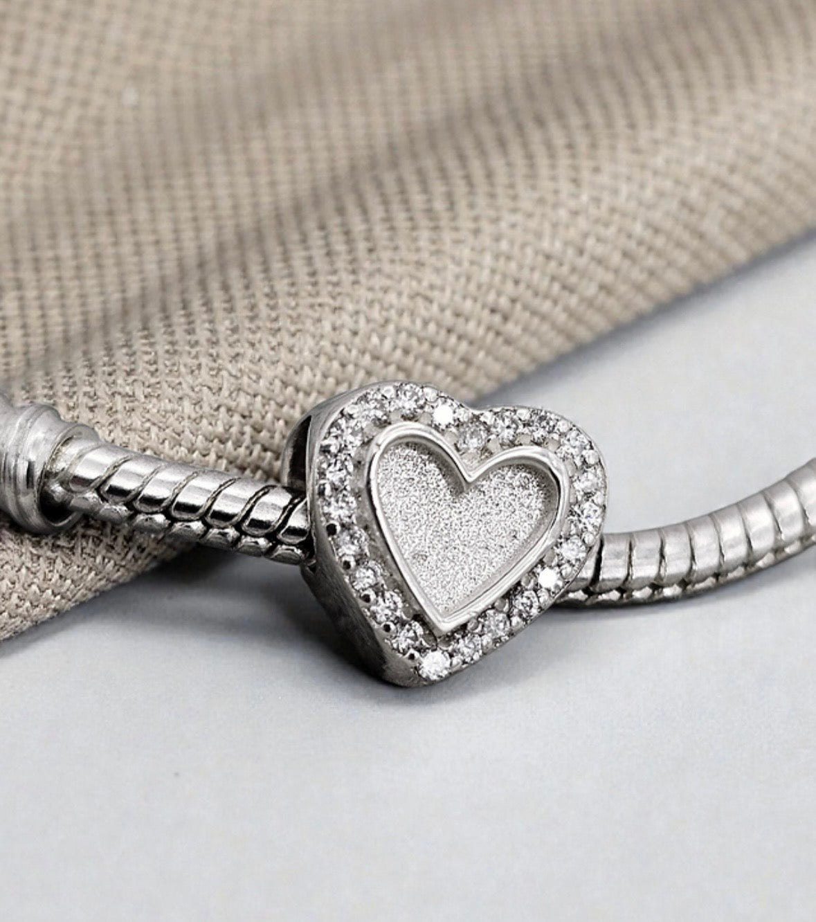 Sterling Silver Heart CZ Charm