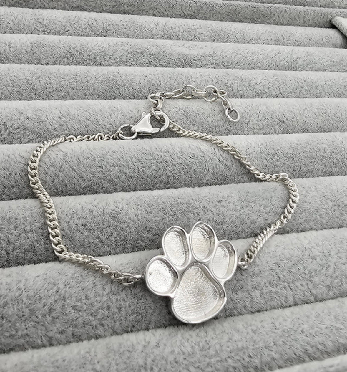 Sterling Silver Paw Print Keepsake Bracelet