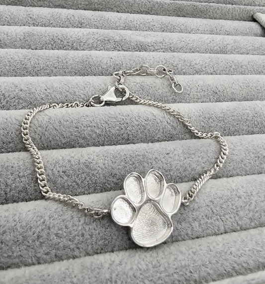 Sterling Silver Paw Print Keepsake Bracelet