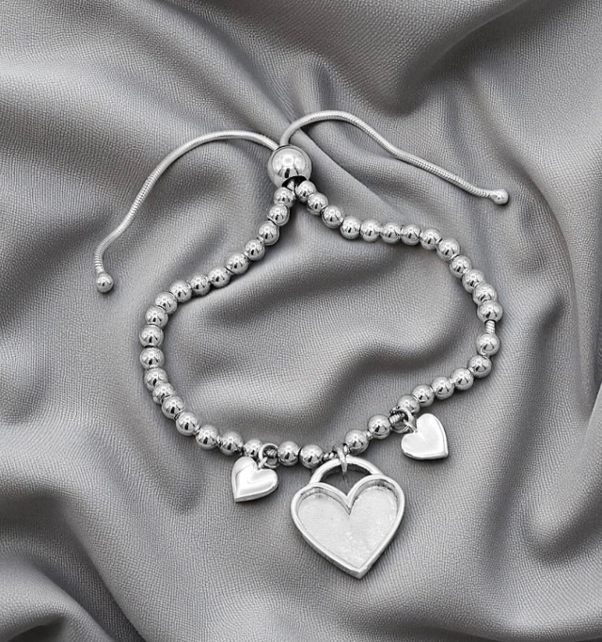 Sterling Silver Double Heart Keepsake Bracelet