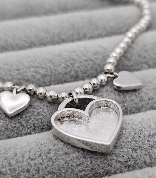Sterling Silver Double Heart Keepsake Bracelet