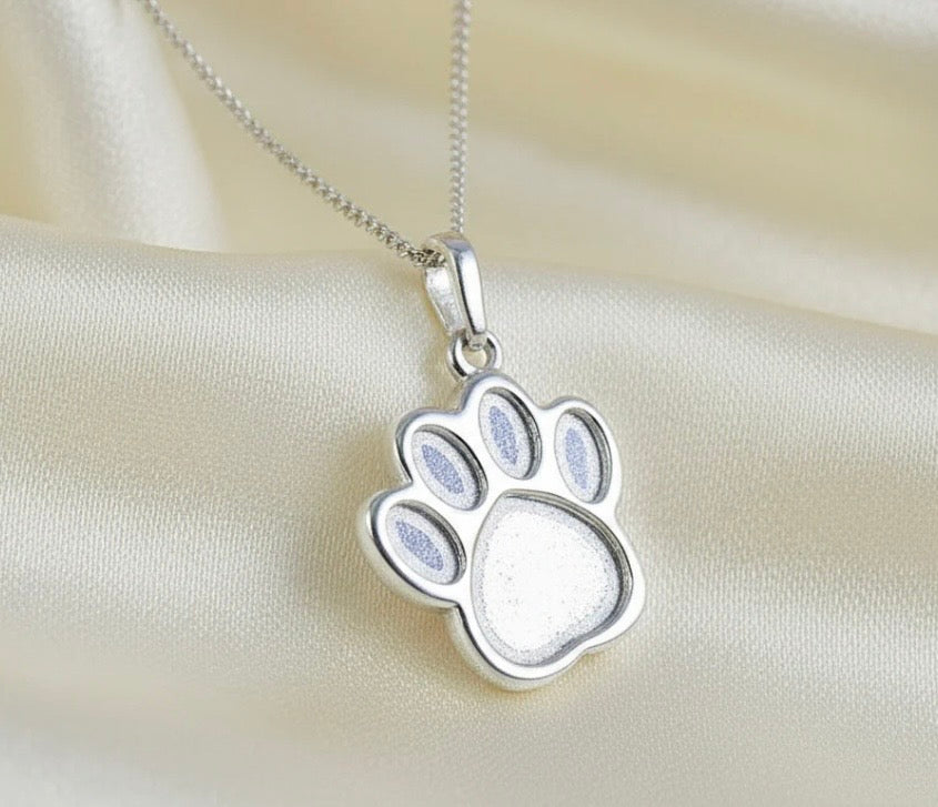 Sterling Silver Paw Print Keepsake Pendant