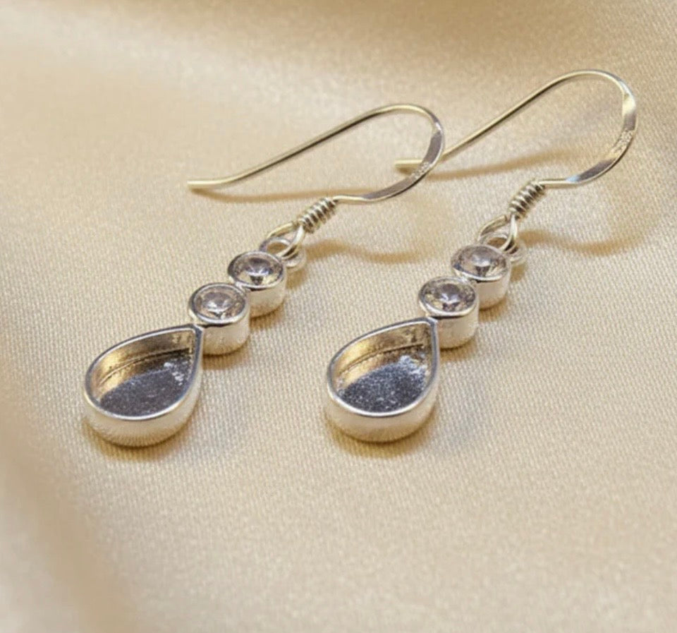 Sterling Silver Tear Drop Keepsake Earrings