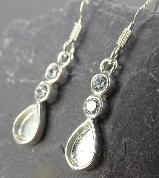 Sterling Silver Tear Drop Keepsake Earrings