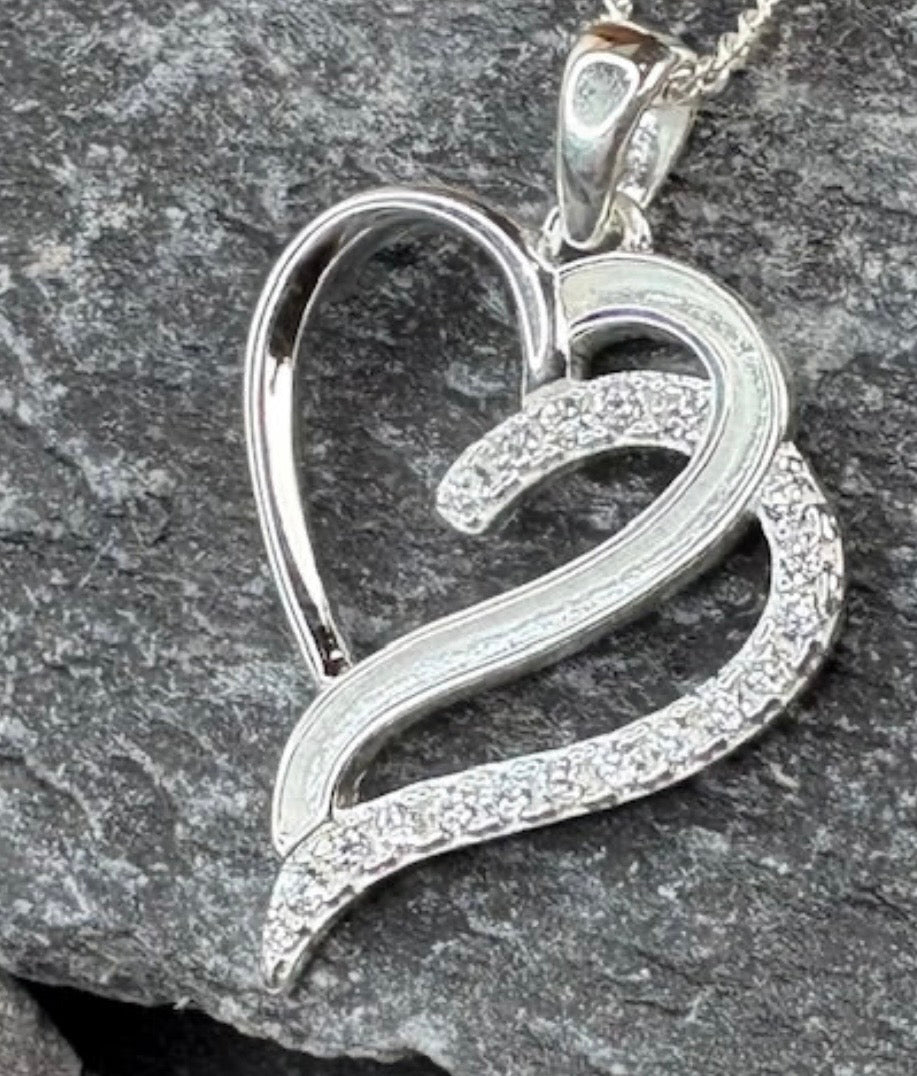 Sterling Silver Double Heart Keepsake Pendant