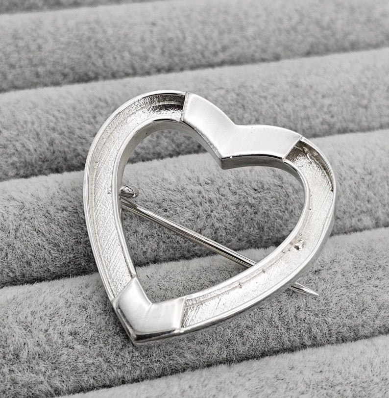 Sterling Silver Heart Keepsake Brooch