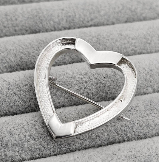 Sterling Silver Heart Keepsake Brooch