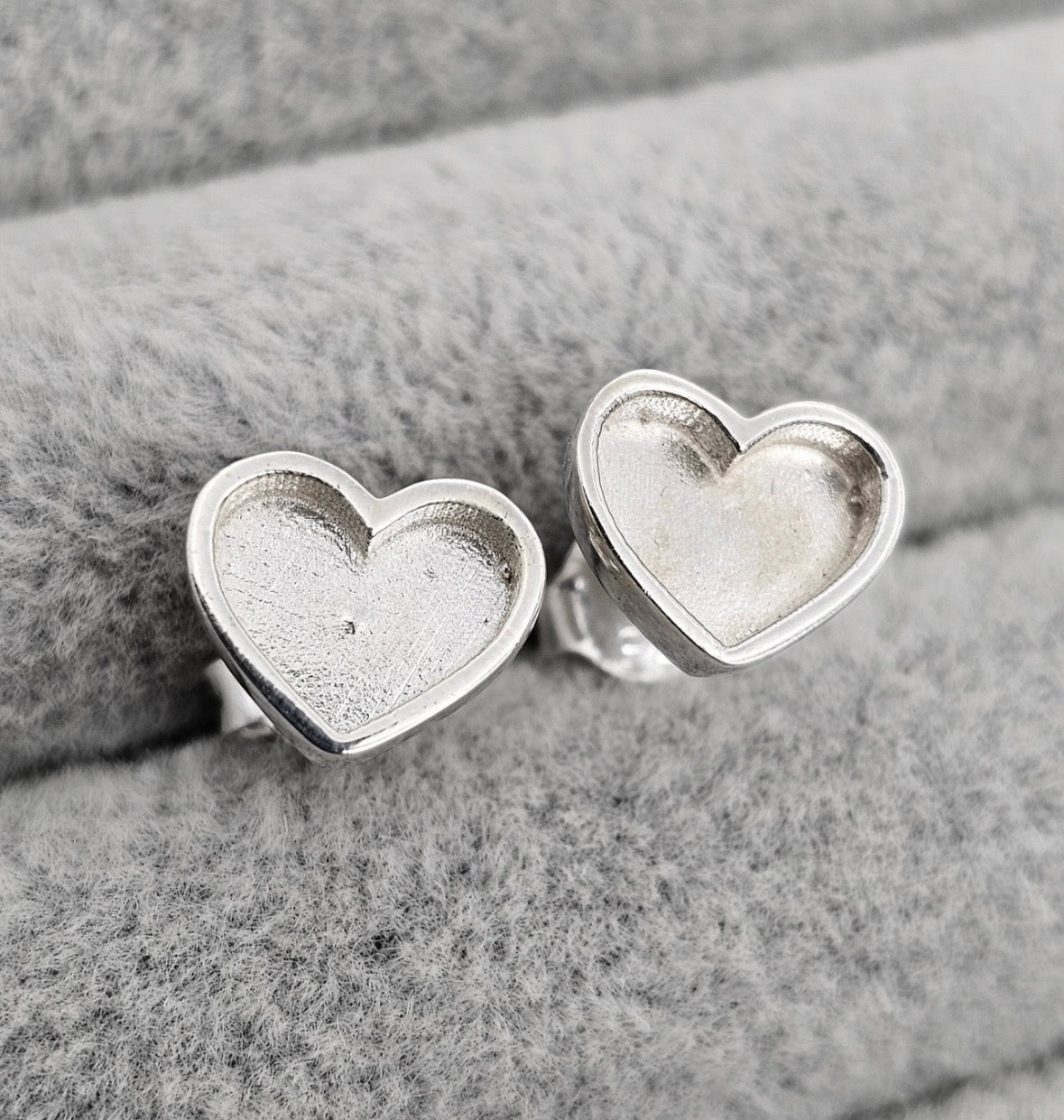 Sterling Silver Heart Keepsake Stud Earrings