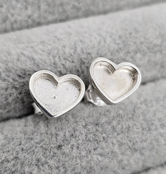 Sterling Silver Heart Keepsake Stud Earrings