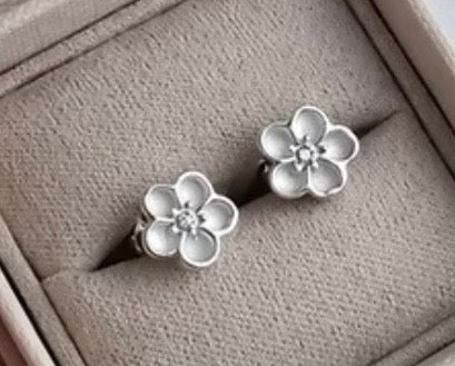 Sterling Silver Forget-Me-Not Keepsake Stud Earrings