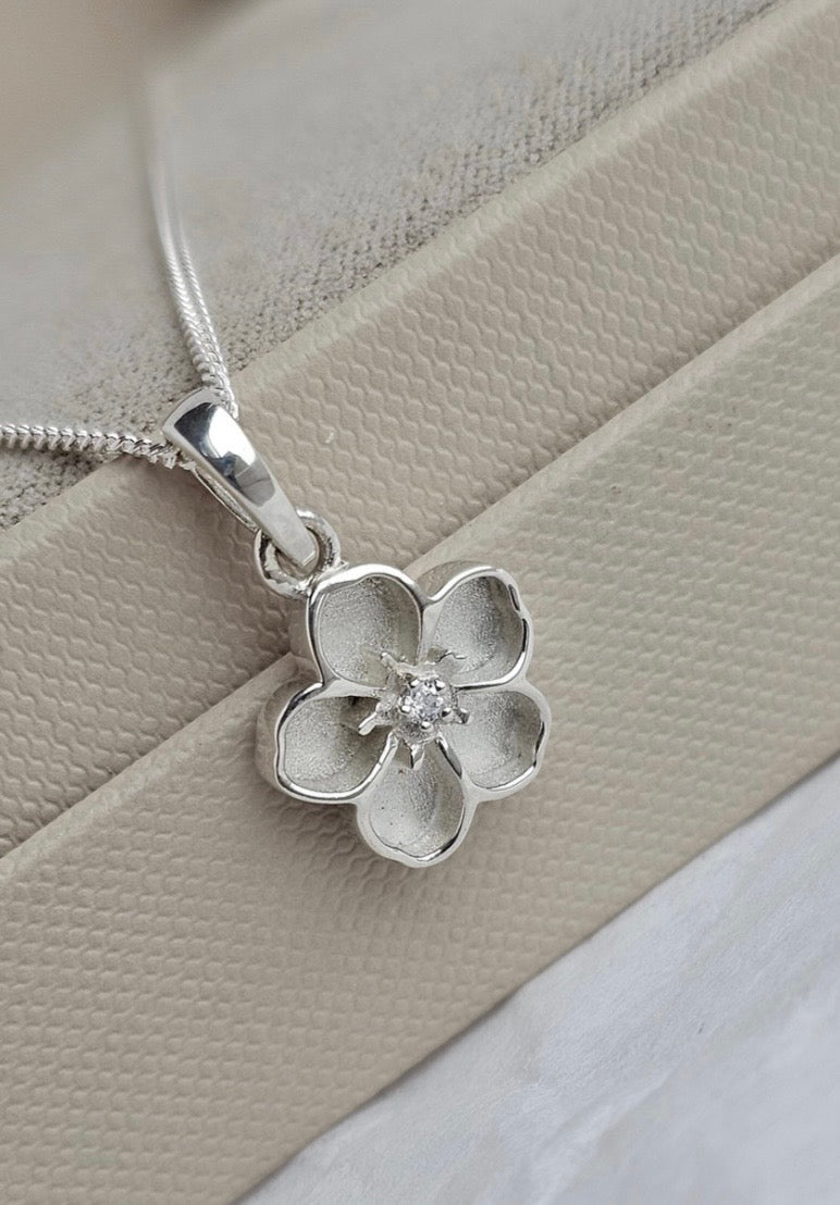 Sterling Silver Forget-Me-Not Keepsake Pendant